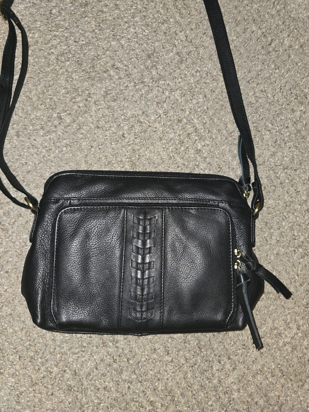 Great American Leatherworks Women's 100% Leather Black Crossbody Bag